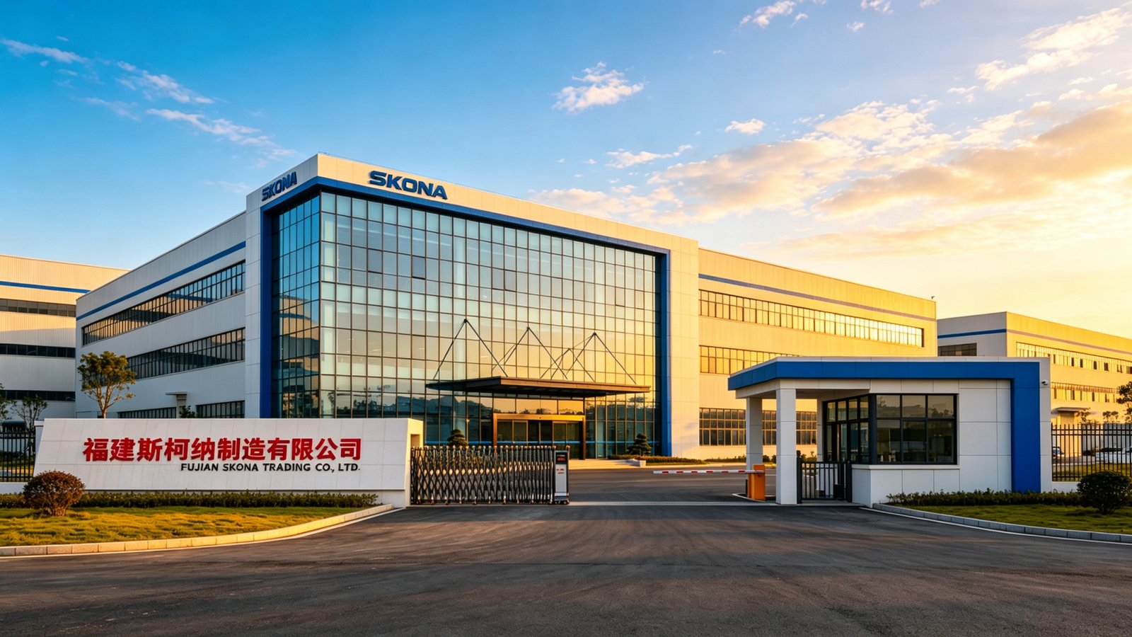 SKONA faucet factory exterior in Quanzhou, China
